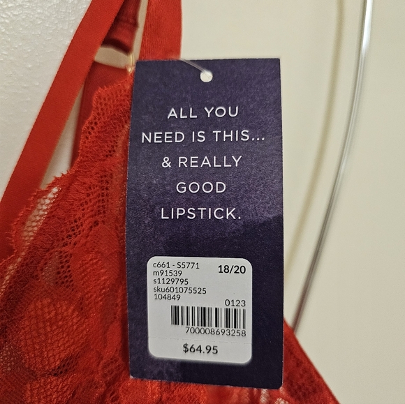 NWT Lane Bryant Cacique Lace Heart Bodysuit Size 18/20 Color Red - Picture 4 of 7